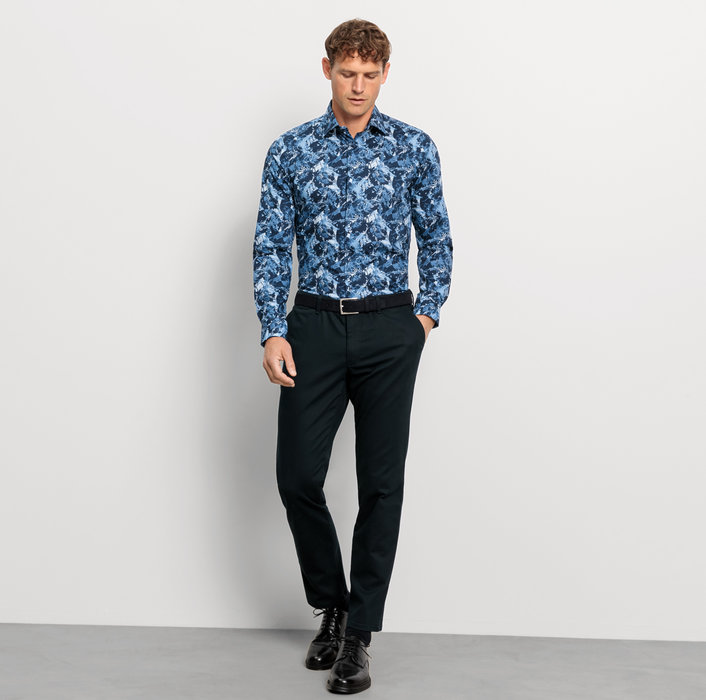 Oblymp Level FiveBusinesshemd, body fit, New York Kent, Marine Jubiläumsangebot
