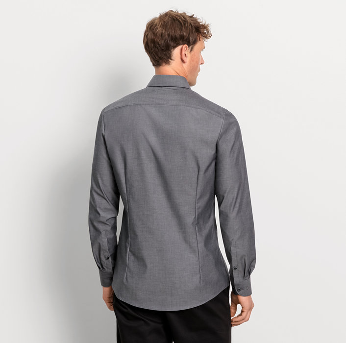 Oblymp Level FiveBusinesshemd, body fit, New York Kent, Graphit Tiefpreis