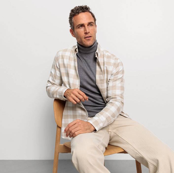 Oblymp Casual, Freizeithemd, regular fit, Button-down, Beige Begrenzt auf 3 Tage