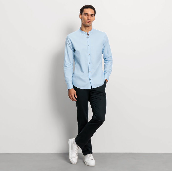 Oblymp Casual, Freizeithemd, regular fit, Stehkragen, Bleu Fabrikverkauf