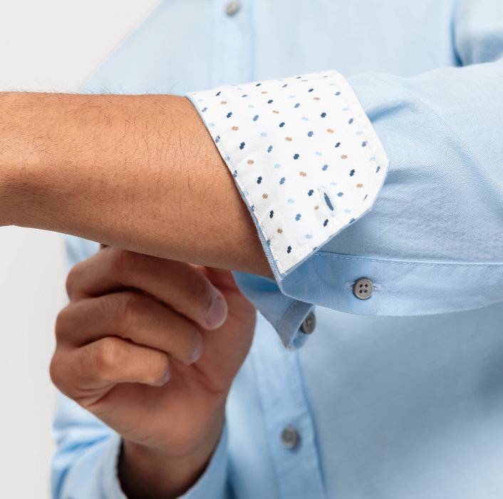 Oblymp Casual, Freizeithemd, regular fit, Stehkragen, Bleu Fabrikverkauf
