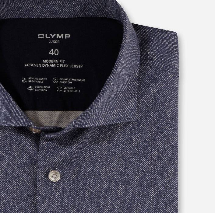 Oblymp Luxor 24/Seven, Businesshemd, modern fit, Kent, Marine Fabrikverkauf