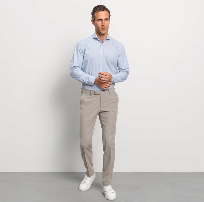 Oblymp Level Five garment washed, Businesshemd, body fit, Haifisch, Bleu Preisnachlass