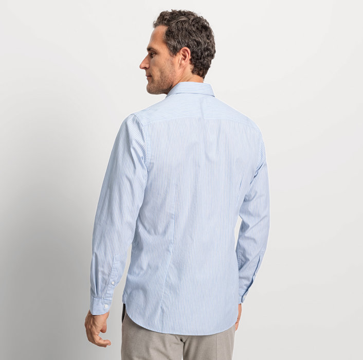 Oblymp Level Five garment washed, Businesshemd, body fit, Haifisch, Bleu Preisnachlass