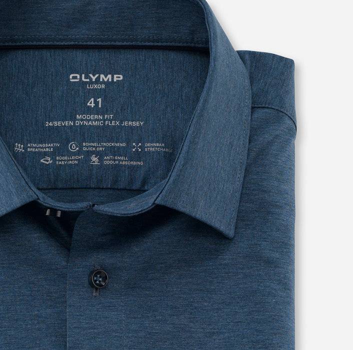 Oblymp Luxor 24/Seven, Businesshemd, modern fit, New Kent, Rauchblau Vatertagsangebot