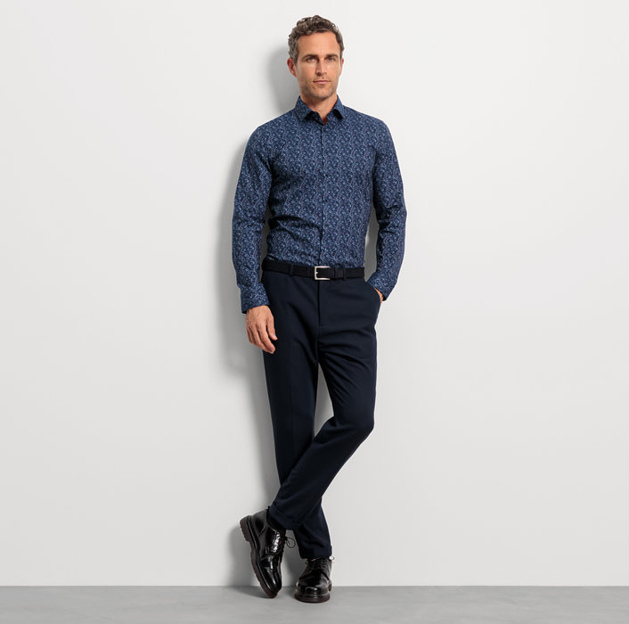 Oblymp No. Six, Businesshemd, super slim, Modern Kent, Marine Riesige Ersparnisse