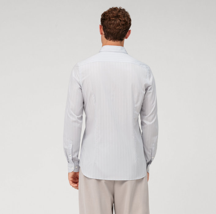 Oblymp Level Five garment washed, Businesshemd, body fit, Kent, Silbergrau Nur für heute