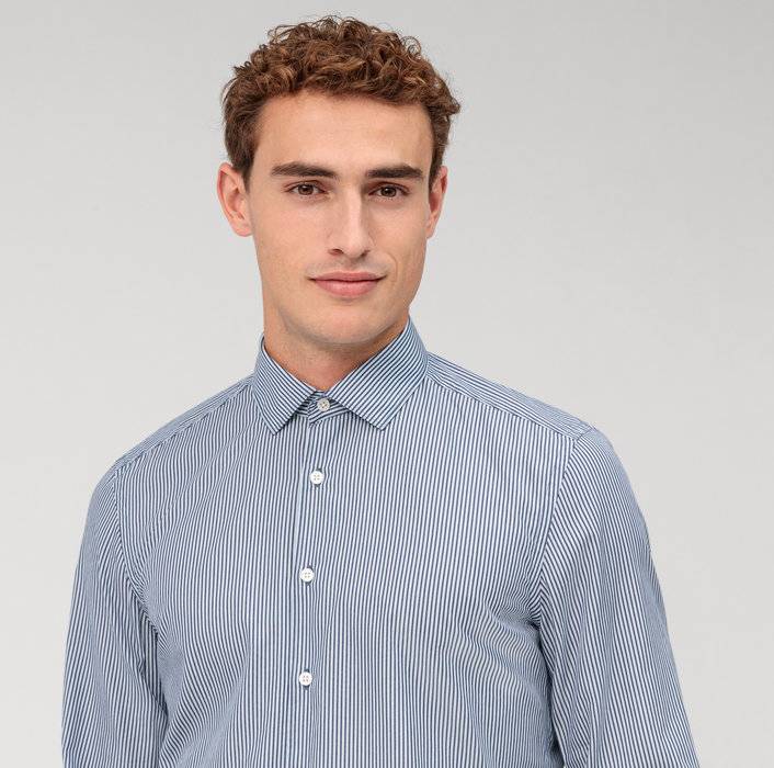 Oblymp Level Five garment washed, Businesshemd, body fit, Kent, Marine Nur noch ein Tag übrig