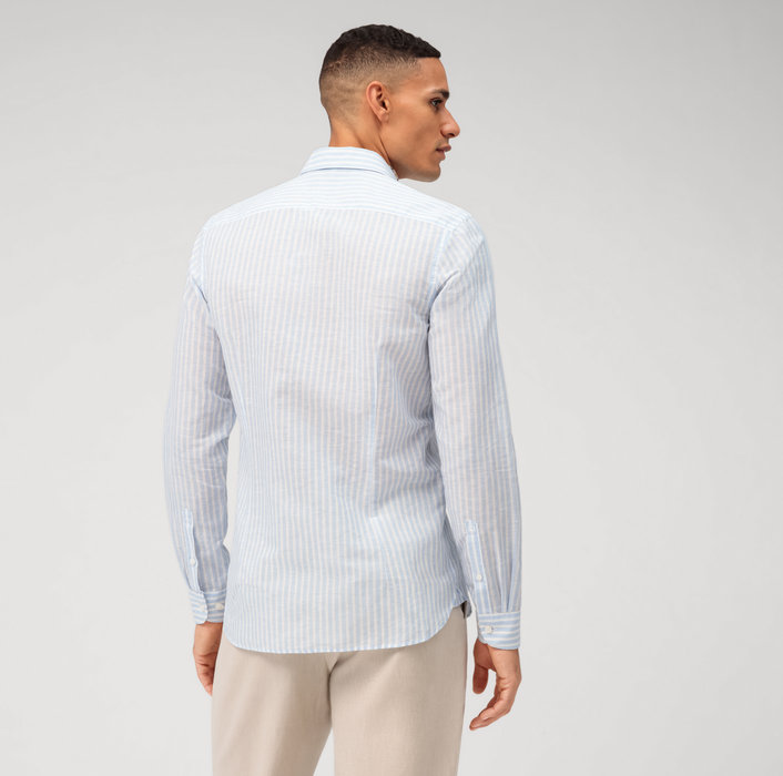 Oblymp Level Five garment washed, Businesshemd, body fit, Kent, Bleu Begrenzt auf 3 Tage