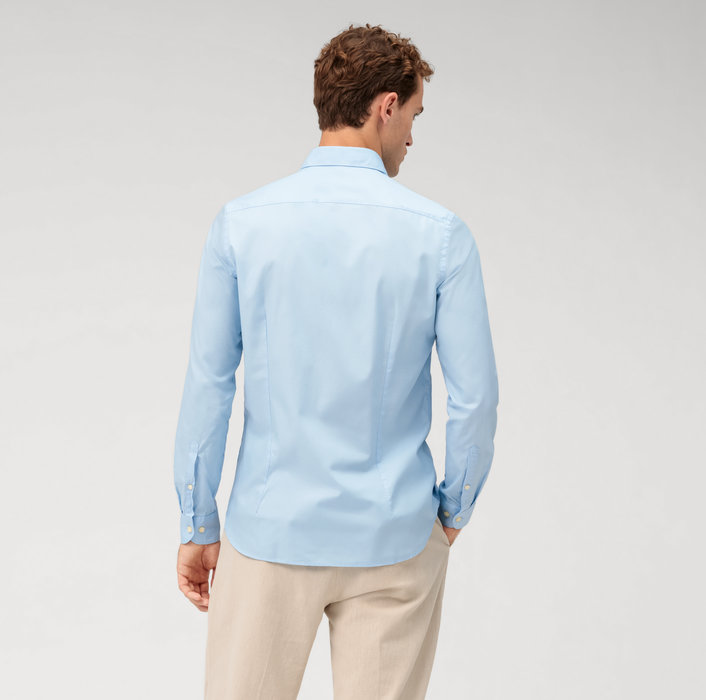 Oblymp Level Five garment washed, Businesshemd, body fit, Kent, Bleu zollfrei