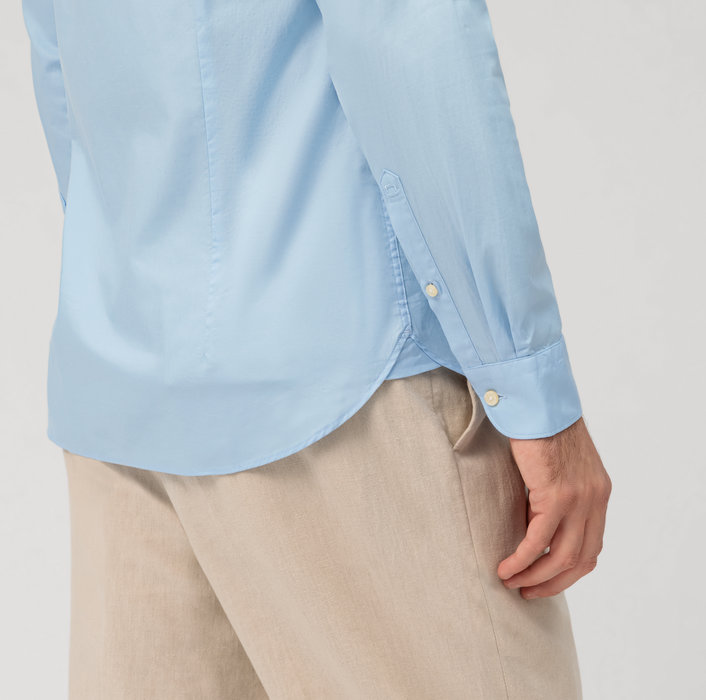 Oblymp Level Five garment washed, Businesshemd, body fit, Kent, Bleu zollfrei