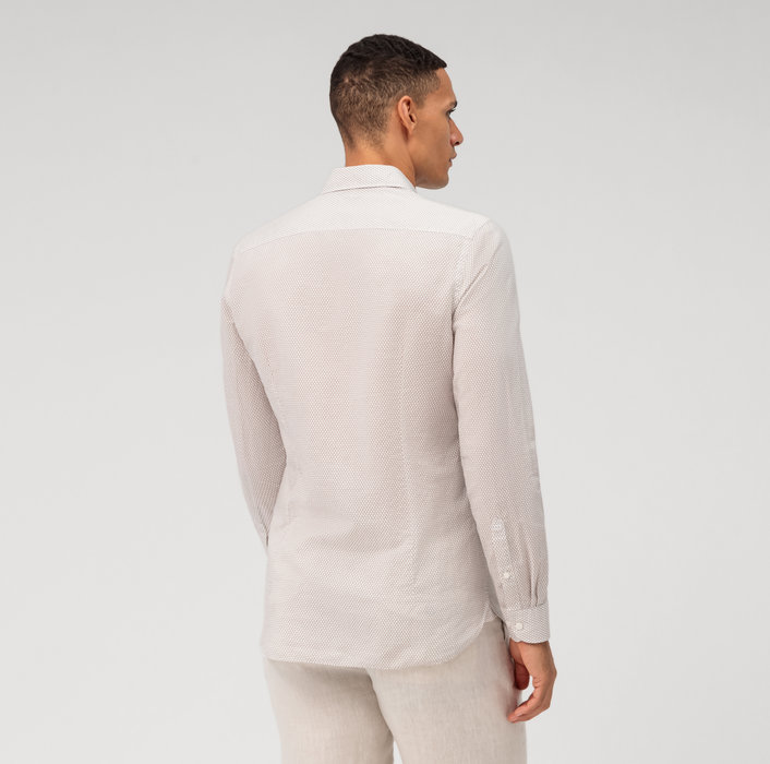 Oblymp Level Five garment washed, Businesshemd, body fit, Kent, Natur 50% Rabatt für begrenzte Zeit