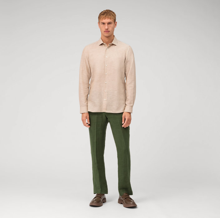 Oblymp Level Five garment washed, Businesshemd, body fit, Kent, Natur Rabatte dieses Monats