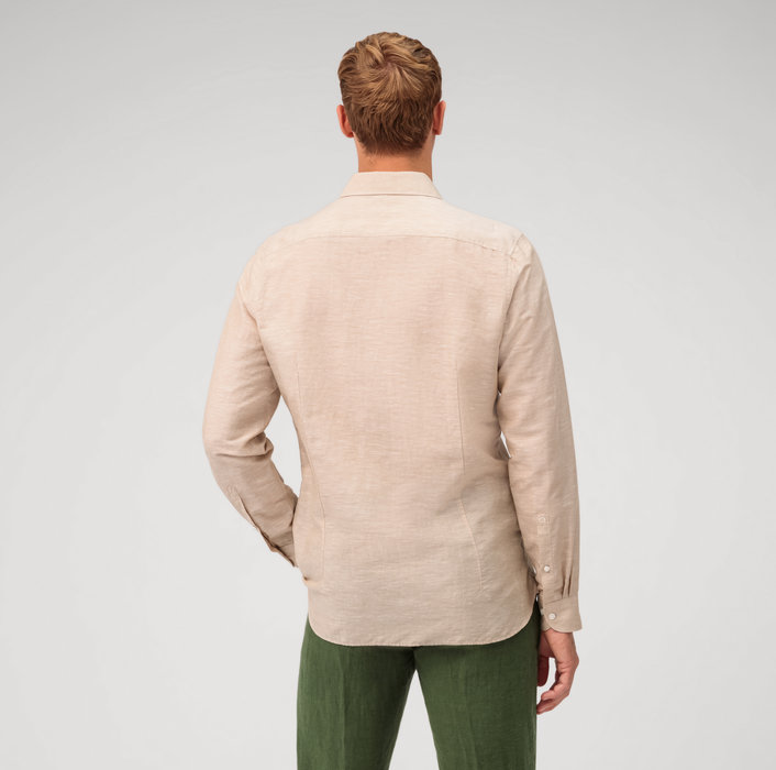 Oblymp Level Five garment washed, Businesshemd, body fit, Kent, Natur Rabatte dieses Monats