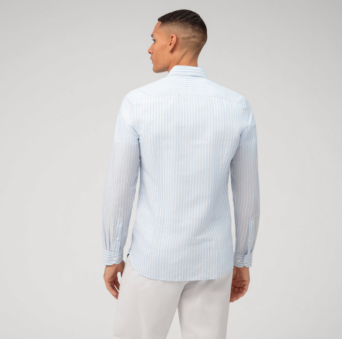 Oblymp Level Five garment washed, Businesshemd, body fit, Haifisch, Bleu Auslauf