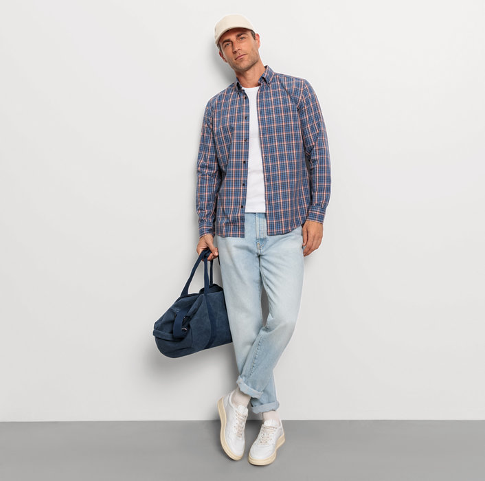Oblymp Casual, Freizeithemd, regular fit, Button-down, Marine Weihnachtsangebot