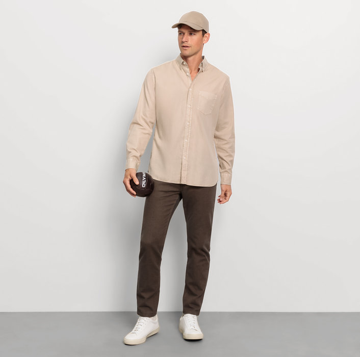 Oblymp Casual, Freizeithemd, regular fit, Button-down, Beige Osterangebot