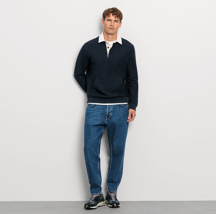 Oblymp Casual Wirk, Polo langarm, Marine Letzter Tag