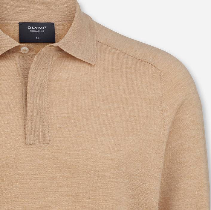 Oblymp SIGNATURE Strick, Polo langarm, Caramel Nur noch ein Tag übrig