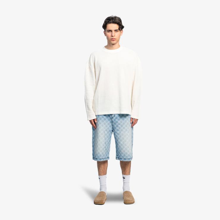 Pequs Aether Monogram Denim Jorts Im Verkauf