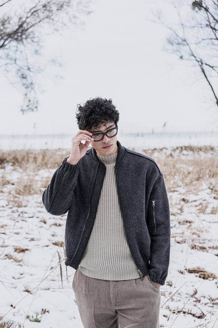 Phil Petter Rundhals-Pullover aus Merinowolle, breiter Ripp-Strick Begrenztes Angebot