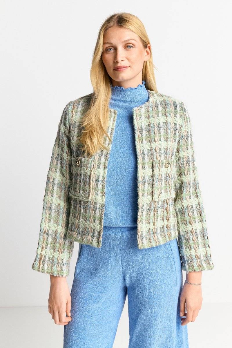 Eich & Royal Bouclé-Jacke mit Rundhalsausschnitt Günstiger Verkauf