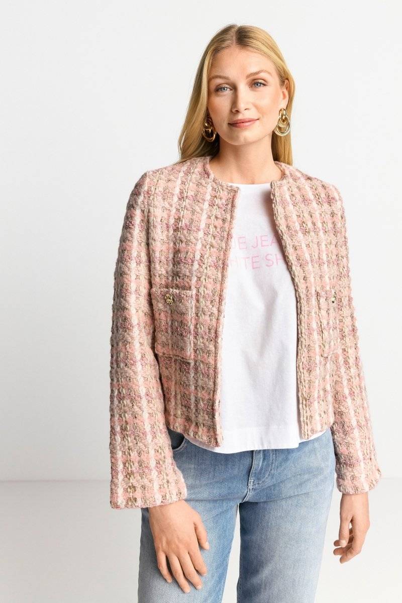 Eich & Royal Bouclé-Jacke mit Rundhalsausschnitt Günstiger Verkauf