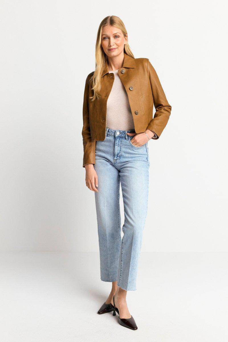 Eich & Royal Kurze Lederjacke mit Kragen Kostenloser Versand