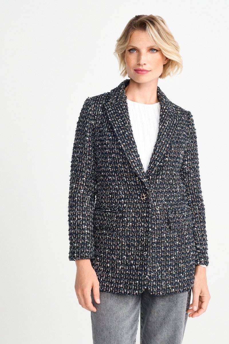 Eich & Royal Bouclé-Blazer mit Statement-Knopf Riesige Rabatte