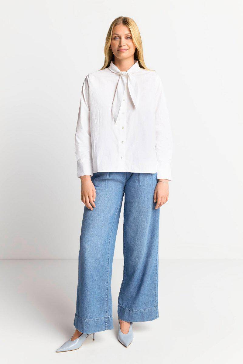 Eich & Royal Weiße Bluse mit Bindekragen Versandkostenfrei