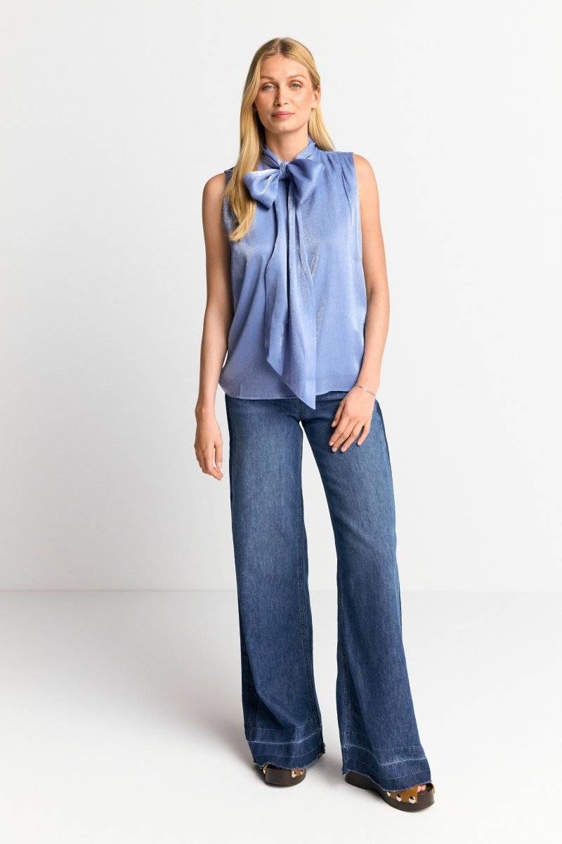 Eich & Royal Ärmellose Schluppenbluse mit Glanzeffekt Preisnachlass