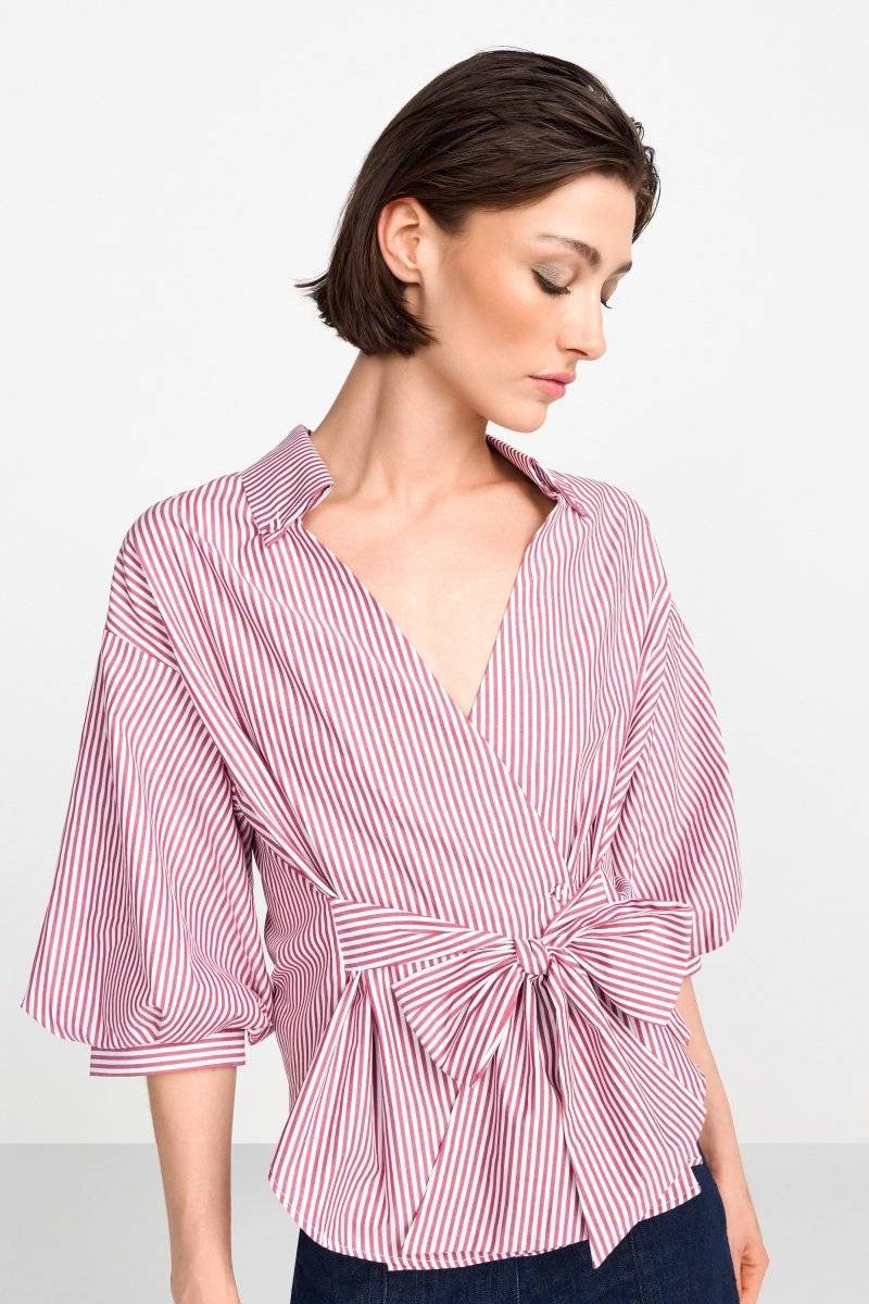 Eich & Royal Wickelbluse mit V-Neck und Streifen Vatertagsangebot