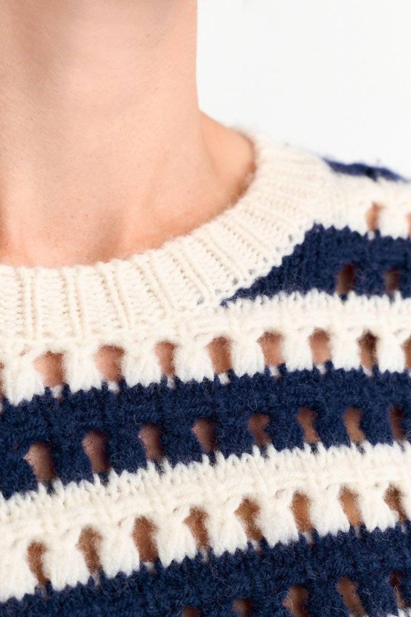 Eich & Royal Gestreifter Lochstrickpullover Kauf eins, bekomm eins gratis