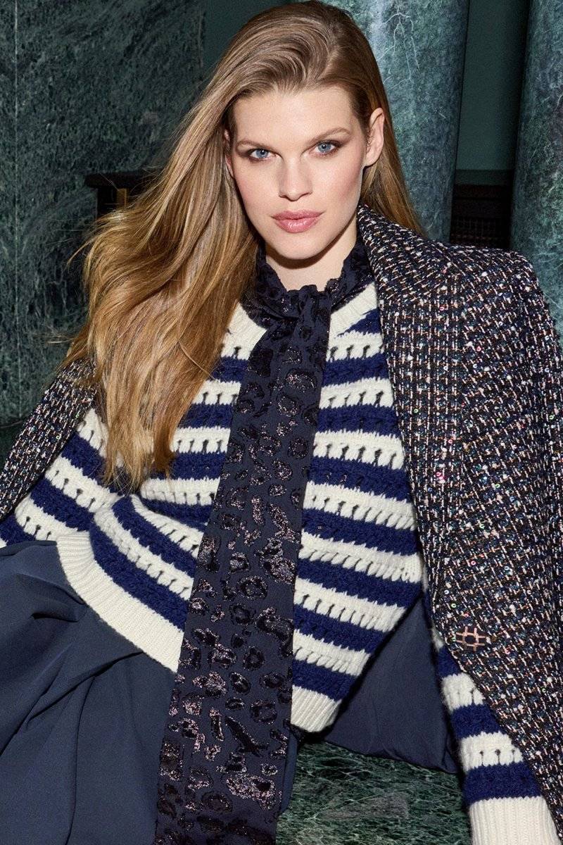Eich & Royal Gestreifter Lochstrickpullover Kauf eins, bekomm eins gratis