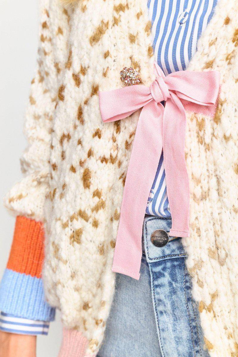 Eich & Royal Cardigan mit Kontrastbündchen und Schleife 50% Rabatt für begrenzte Zeit