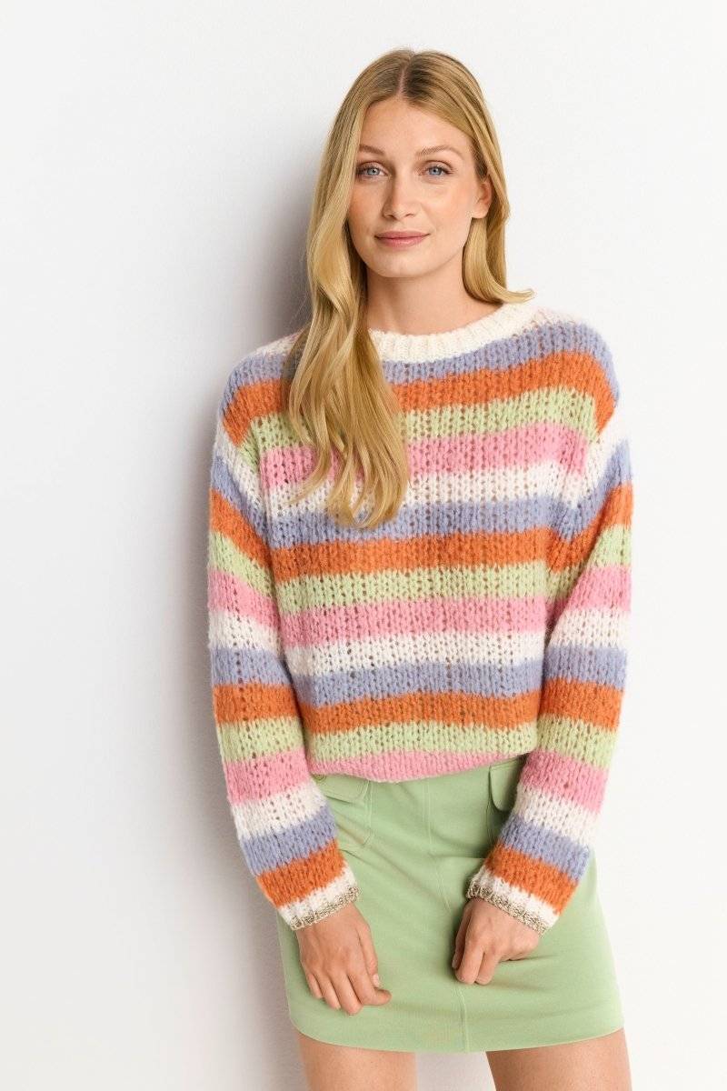 Eich & Royal Gestreifter Grobstrickpullover Großer Ausverkauf