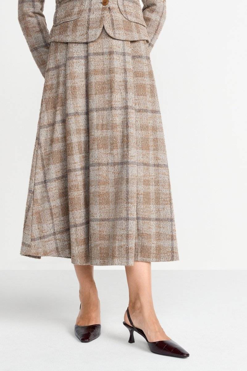 Eich & Royal Karierter High-Waist-Midirock Schlussverkauf