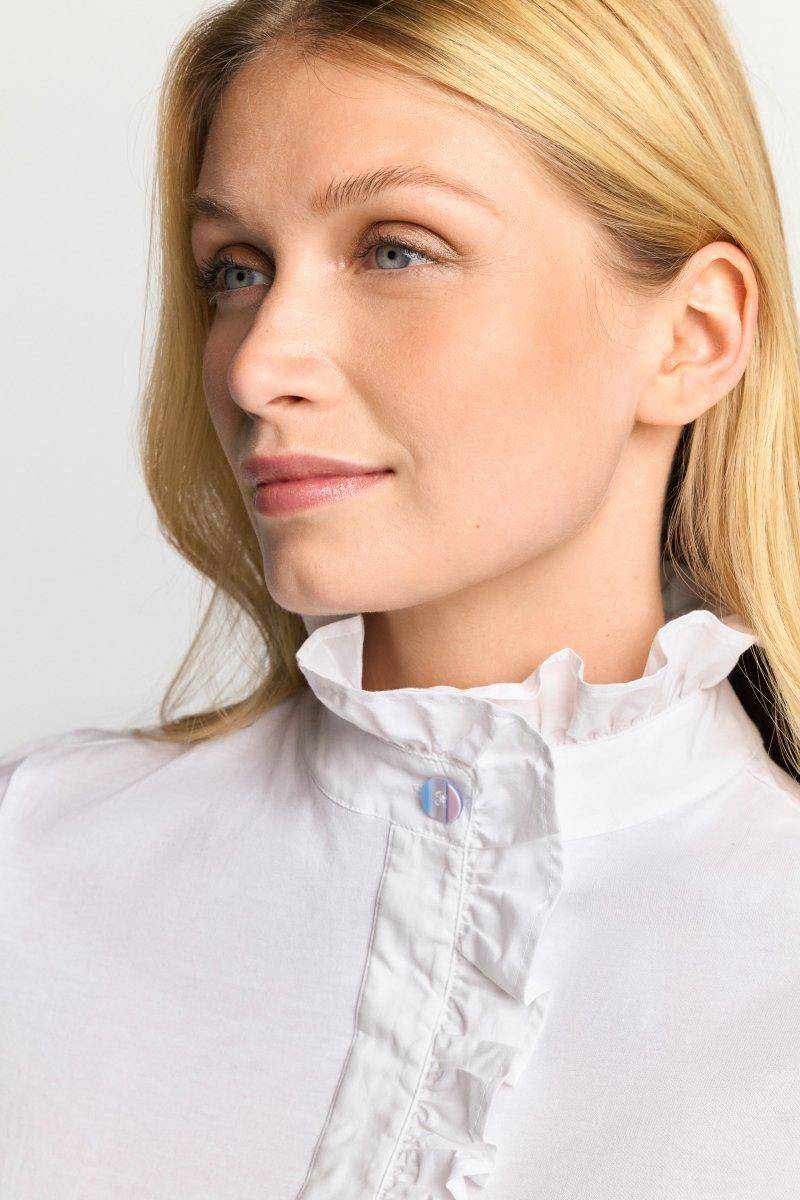 Eich & Royal Weißes T-Shirt mit Frill-Kragen Vierteljährliche Förderung