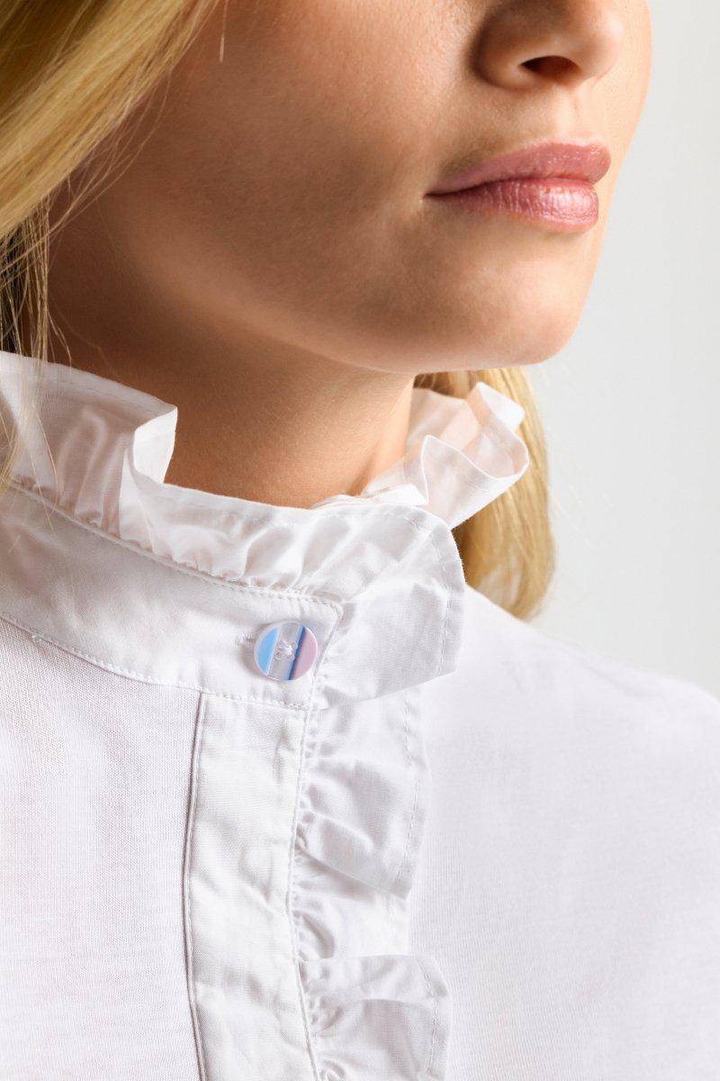Eich & Royal Weißes T-Shirt mit Frill-Kragen Vierteljährliche Förderung