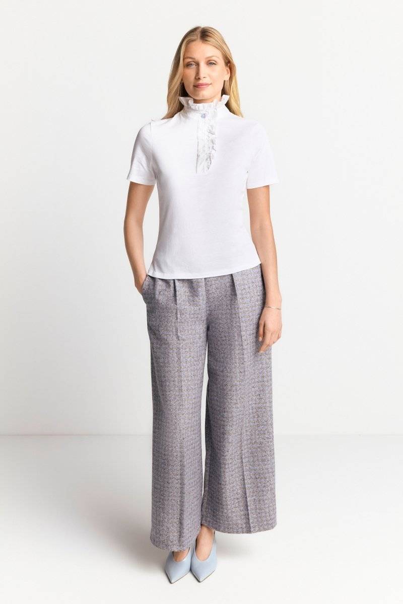 Eich & Royal Weißes T-Shirt mit Frill-Kragen Hotsell