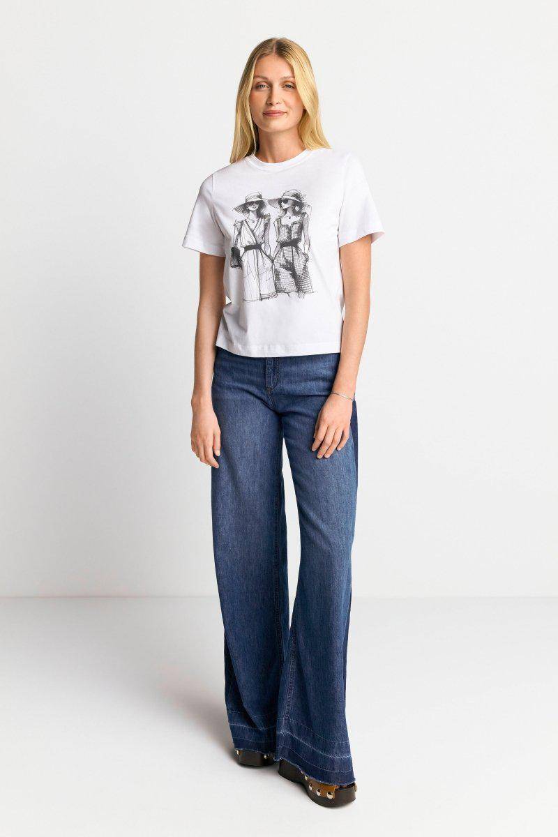 Eich & Royal Weißes T-Shirt mit Statement-Print Lagerräumung