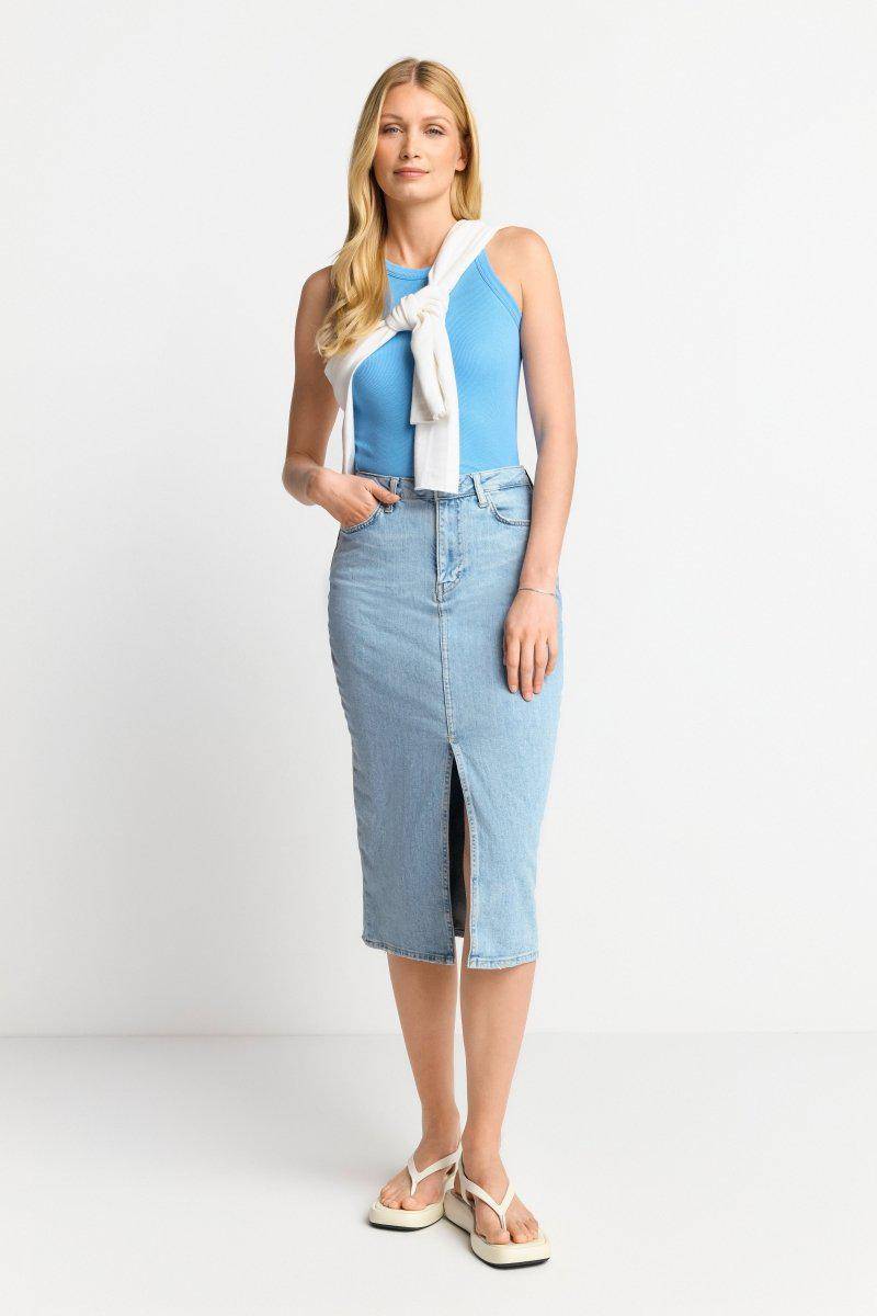 Eich & Royal Figurbetontes Rib-Top in Cruise Blue Kostenloser Versand international