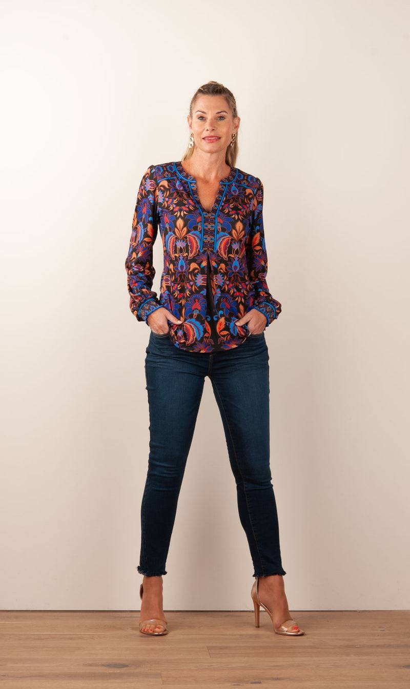 Hale Bob Blusenshirt Schwarz | Blau | Multicolor Kostenlose Rückgabe