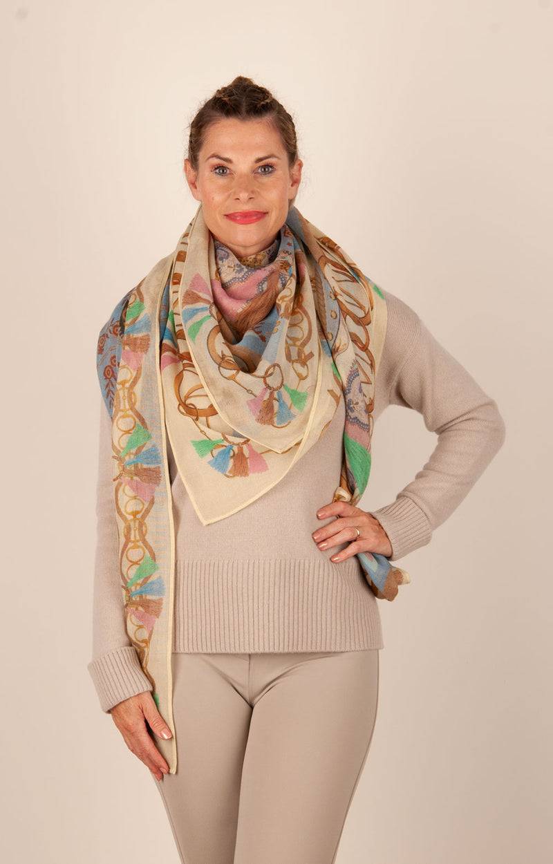 Mucho Gusto Viereckstuch „Zürich“ Creme | Beige | Multicolor Angebote