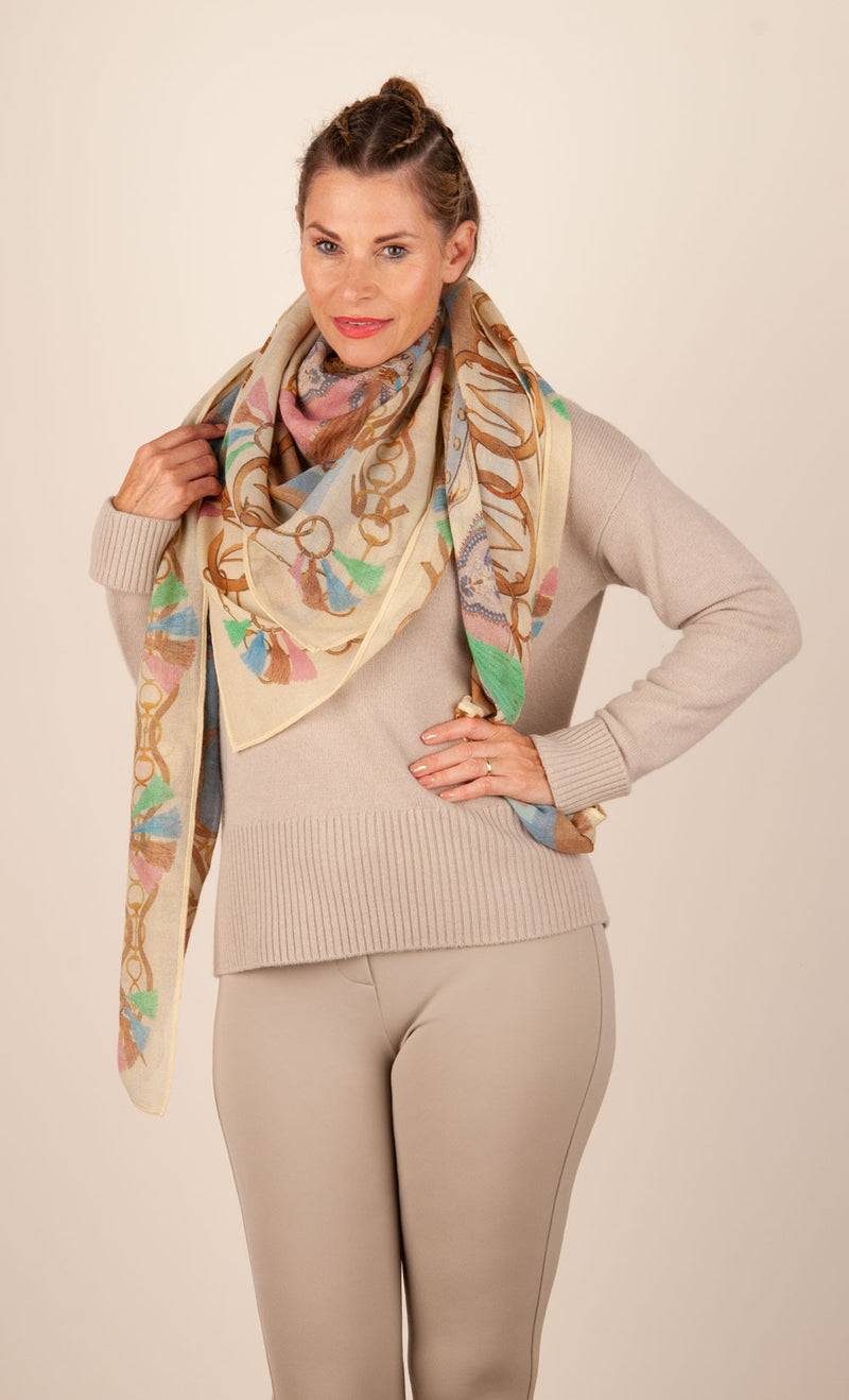 Mucho Gusto Viereckstuch „Zürich“ Creme | Beige | Multicolor Angebote
