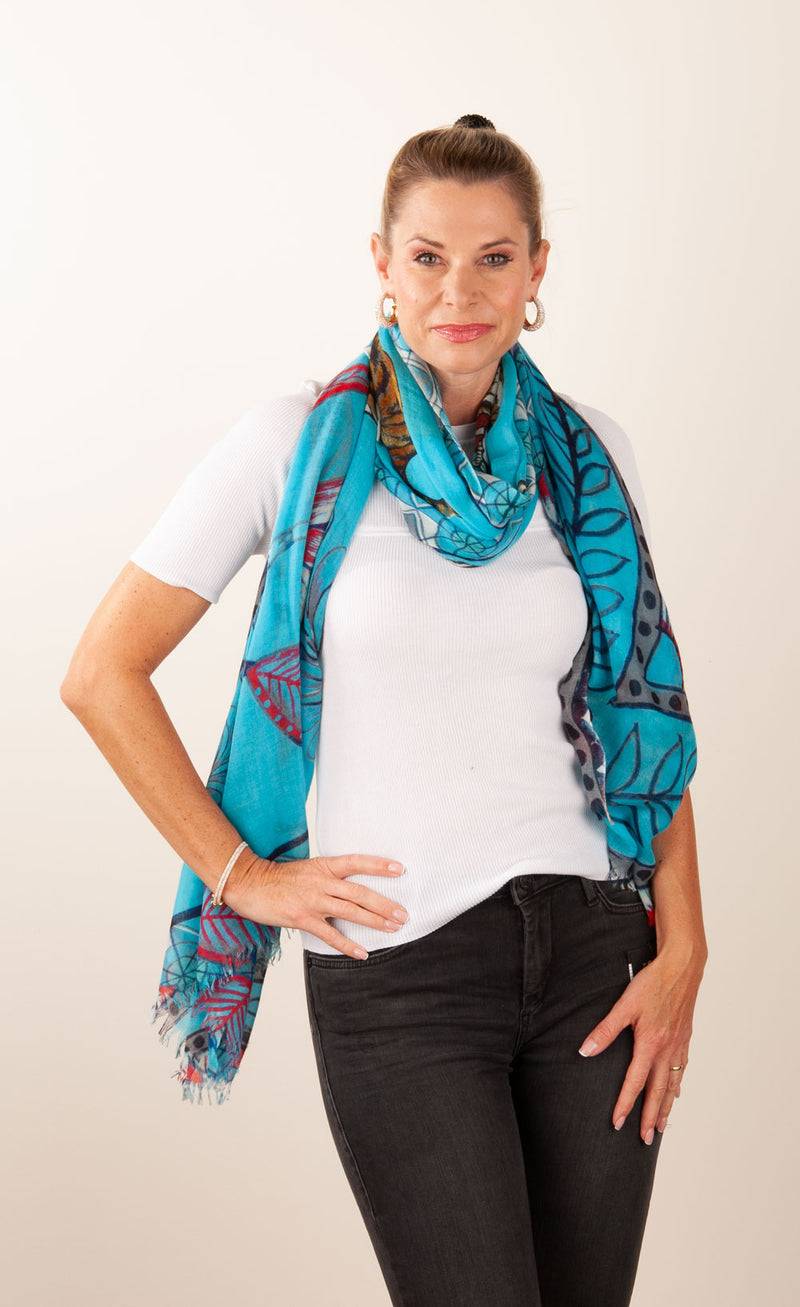 Simone Bruns Schal „Tiger“ Türkis | Multicolor im Angebot