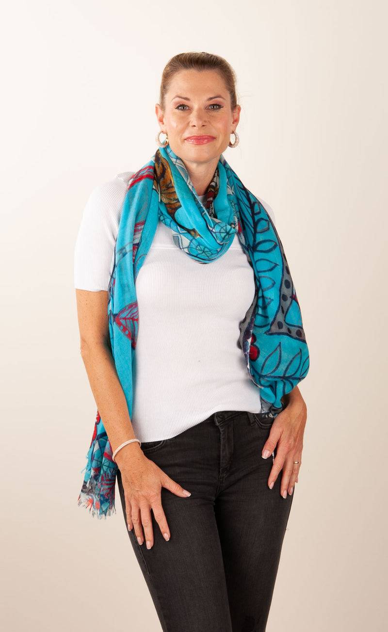Simone Bruns Schal „Tiger“ Türkis | Multicolor im Angebot