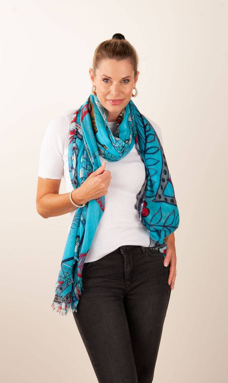 Simone Bruns Schal „Tiger“ Türkis | Multicolor im Angebot