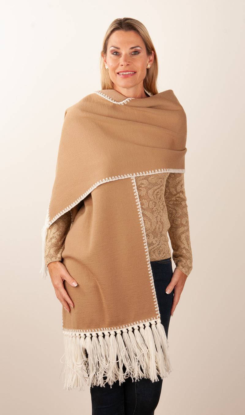 Luisa Spagnoli Schal Camel | Weiß Blitzverkäufe