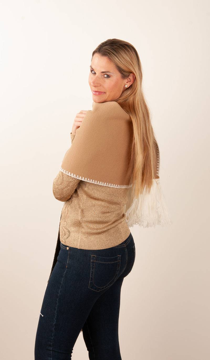 Luisa Spagnoli Schal Camel | Weiß Blitzverkäufe